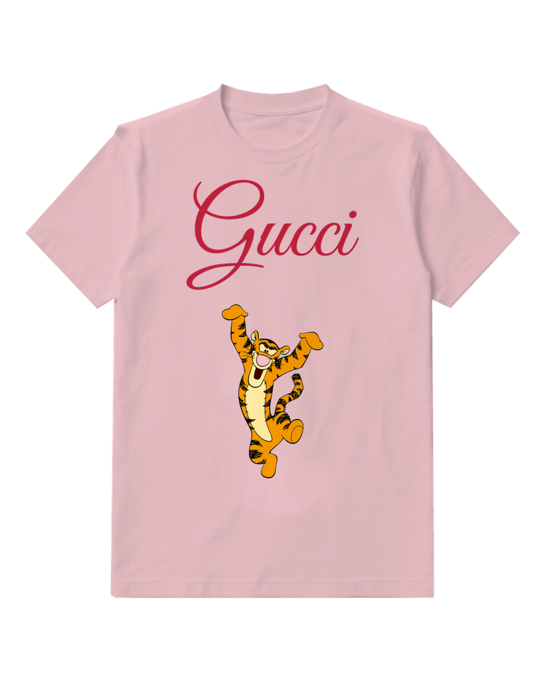Blush Pink Dancing Striped Tiger Graphic T-Shirt