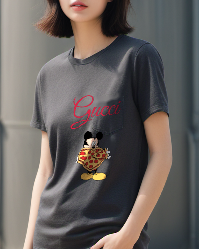 Charcoal Mouse Pizza Graphic T-Shirt - styled view 5