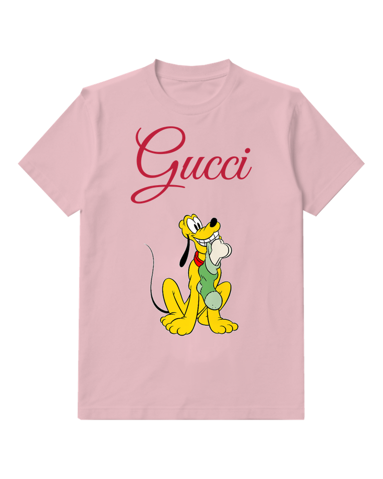 Blush Pink Yellow Puppy Graphic T-Shirt - front product view