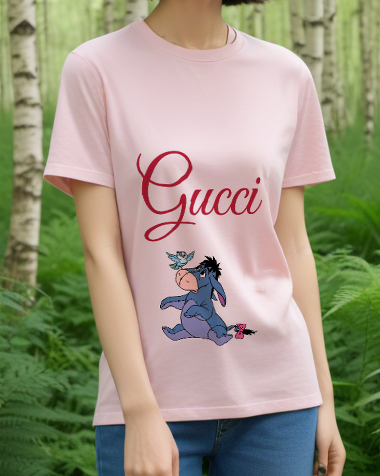 Blush Pink Seated Blue Donkey Graphic T-Shirt - styled view 5