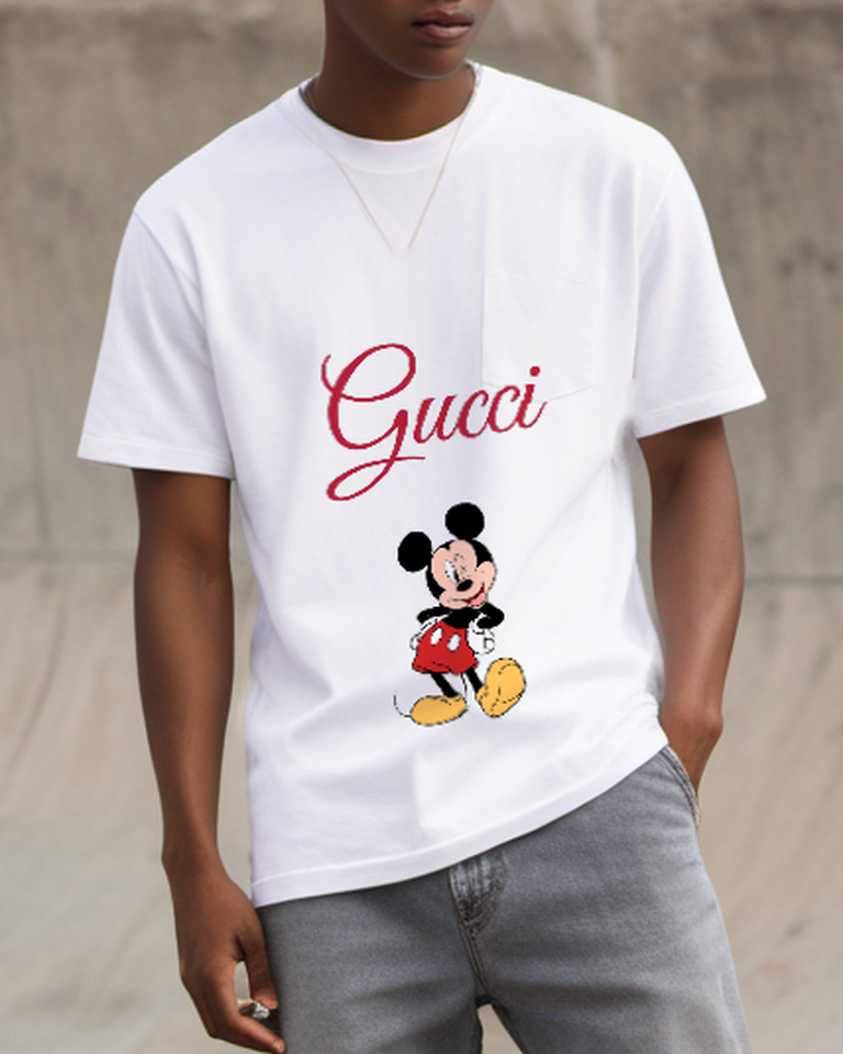 White Red Script Mouse Graphic T-Shirt - styled view 5