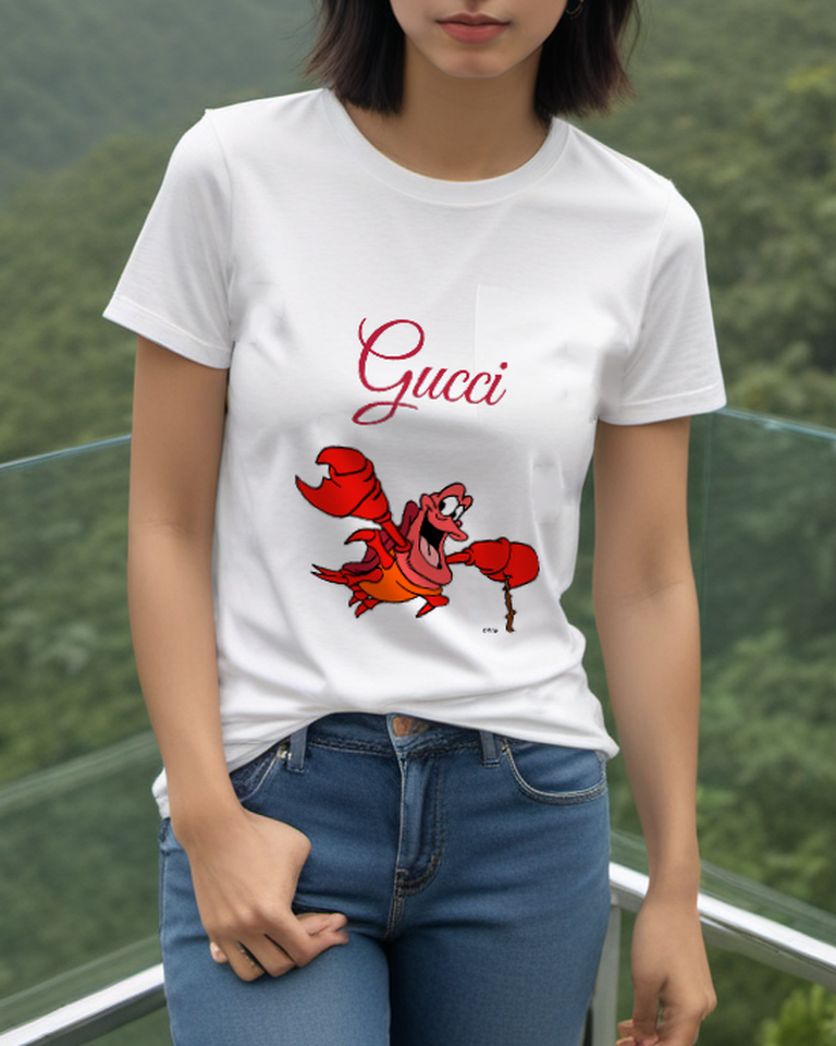 White Raised Claw Red Crab Graphic T-Shirt - styled view 3