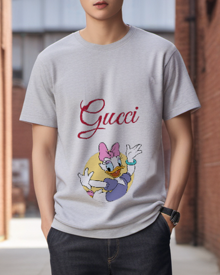 Light Gray Waving Bow Duck Graphic T-Shirt - styled view 5