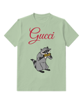 Sage Green Masked Raccoon Graphic T-Shirt - front product view