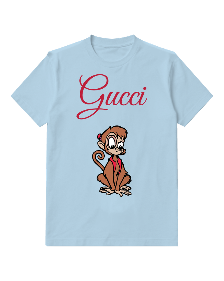 Sky Blue Curious Monkey Graphic T-Shirt - front product view