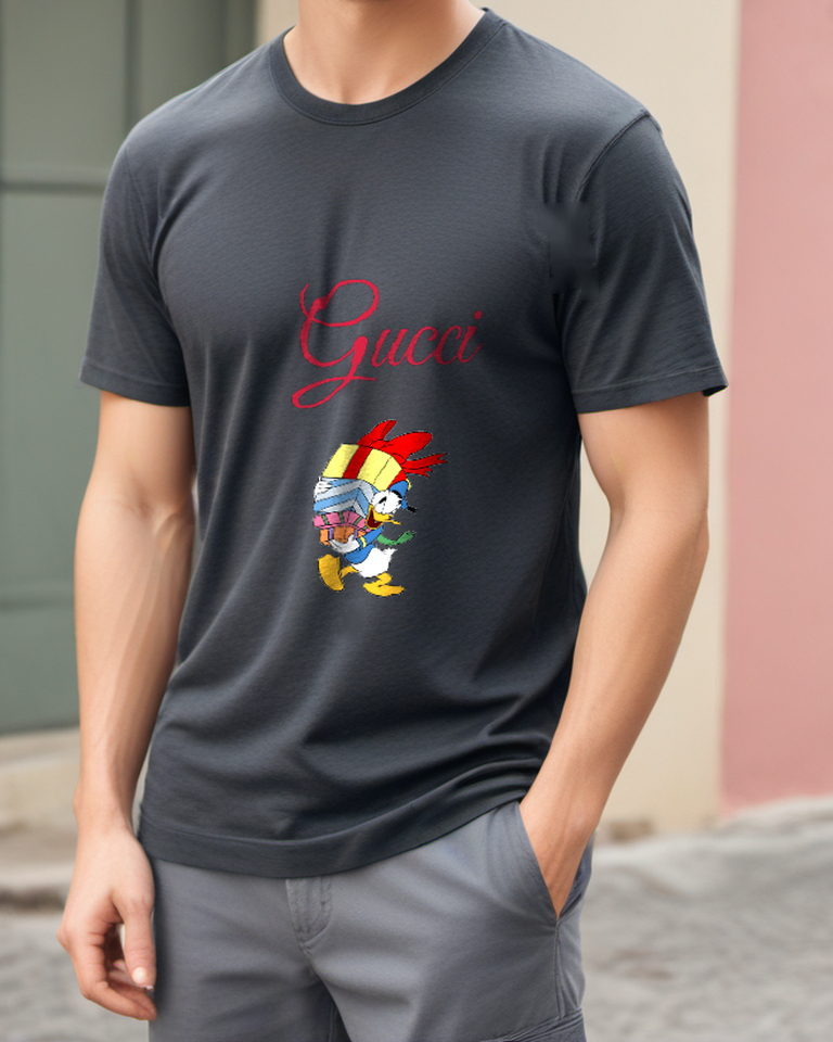 Charcoal Feathered Headpiece Duck Graphic T-Shirt - styled view 4