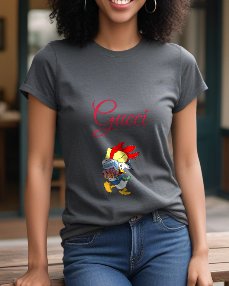 Charcoal Feathered Headpiece Duck Graphic T-Shirt - styled view 5