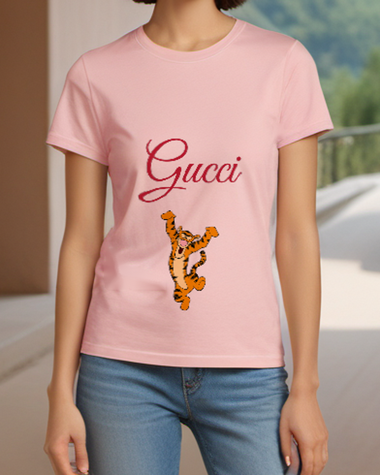 Blush Pink Dancing Striped Tiger Graphic T-Shirt - styled view 2