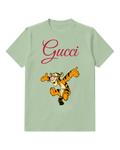 Sage Green Leaping Tiger Graphic T-Shirt - front product view