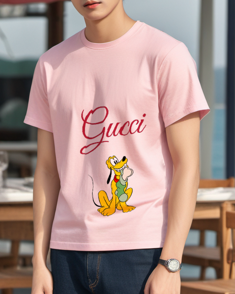 Blush Pink Yellow Puppy Graphic T-Shirt - styled view 2