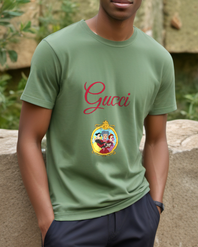 Sage Green Golden Frame Portrait Graphic T-Shirt - styled view 2