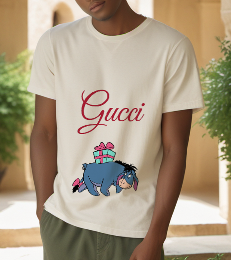 Ivory Blue Donkey with Gift Graphic T-Shirt - styled view 5
