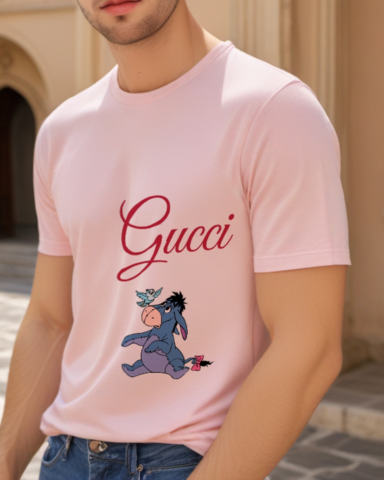 Blush Pink Seated Blue Donkey Graphic T-Shirt - styled view 1