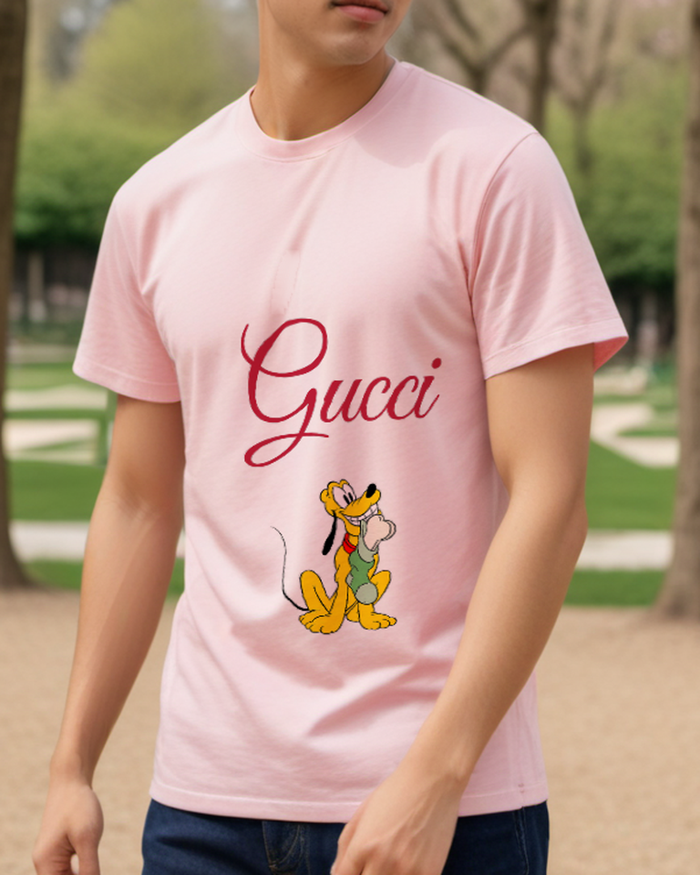 Blush Pink Yellow Puppy Graphic T-Shirt - styled view 4