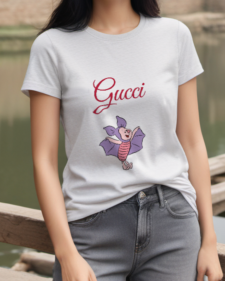 Light Gray Winged Piglet Graphic T-Shirt - styled view 5