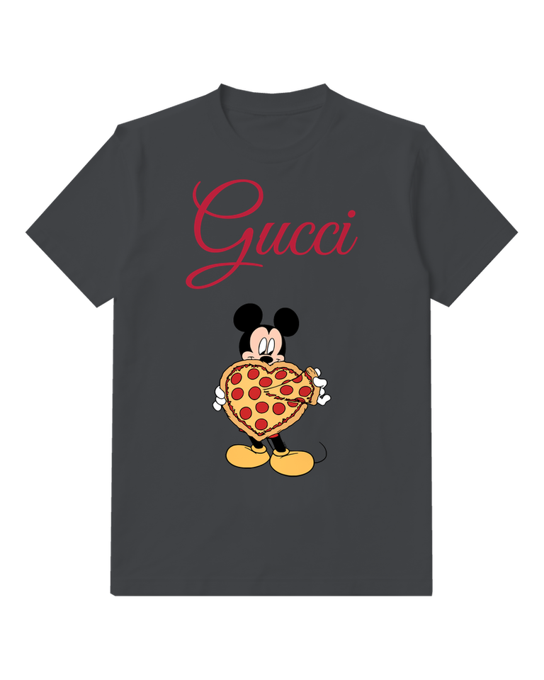 Charcoal Mouse Pizza Graphic T-Shirt - front product view