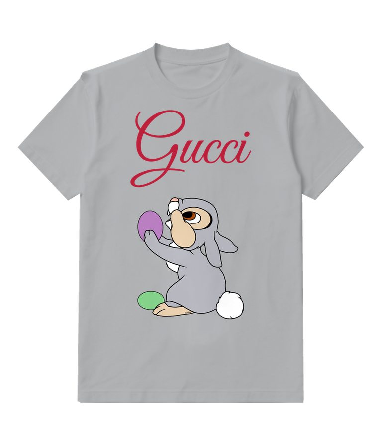 Light Gray Rabbit with Colorful Eggs Graphic T-Shirt - front product view
