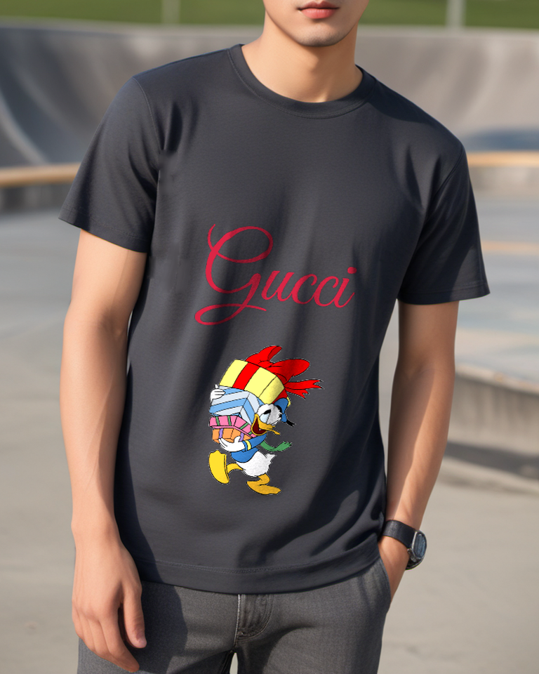 Charcoal Feathered Headpiece Duck Graphic T-Shirt - styled view 2