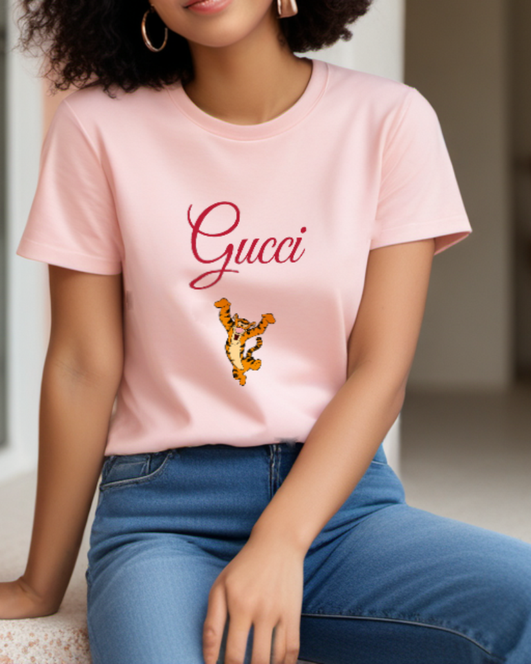 Blush Pink Dancing Striped Tiger Graphic T-Shirt - styled view 5