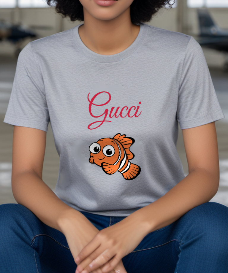 Light Gray Orange Clownfish Graphic T-Shirt - styled view 4