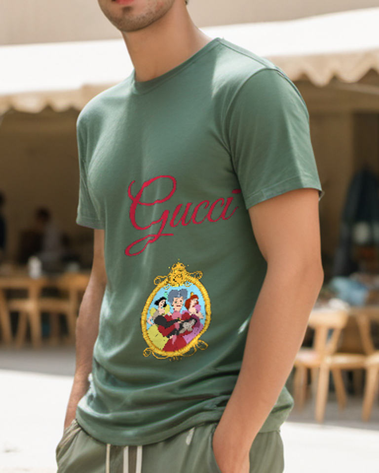 Sage Green Golden Frame Portrait Graphic T-Shirt - styled view 5