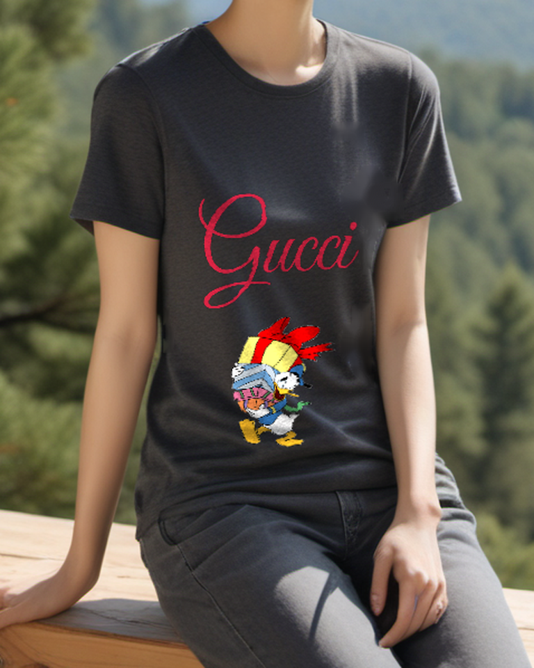 Charcoal Feathered Headpiece Duck Graphic T-Shirt - styled view 3