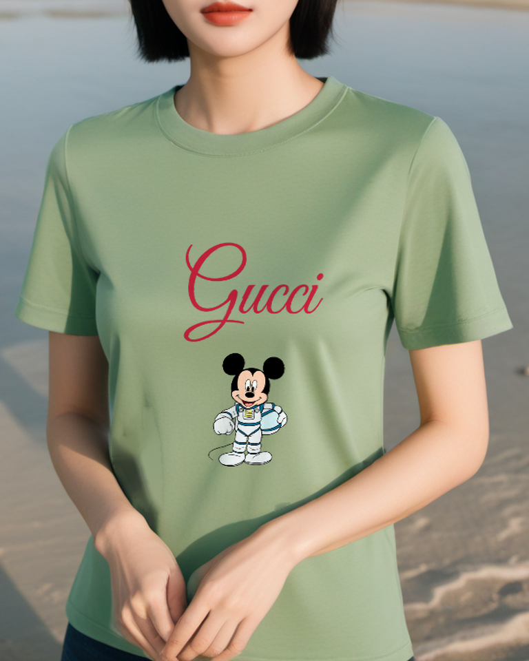 Sage Green Astronaut Mouse Graphic T-Shirt - styled view 2
