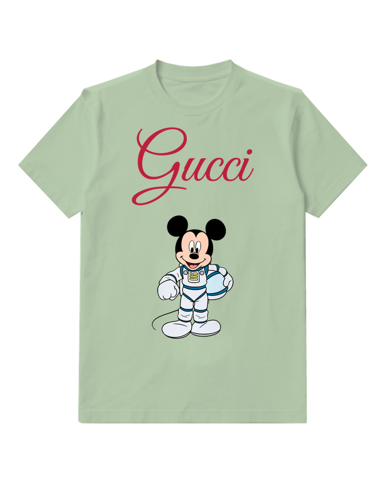 Sage Green Astronaut Mouse Graphic T-Shirt - front product view