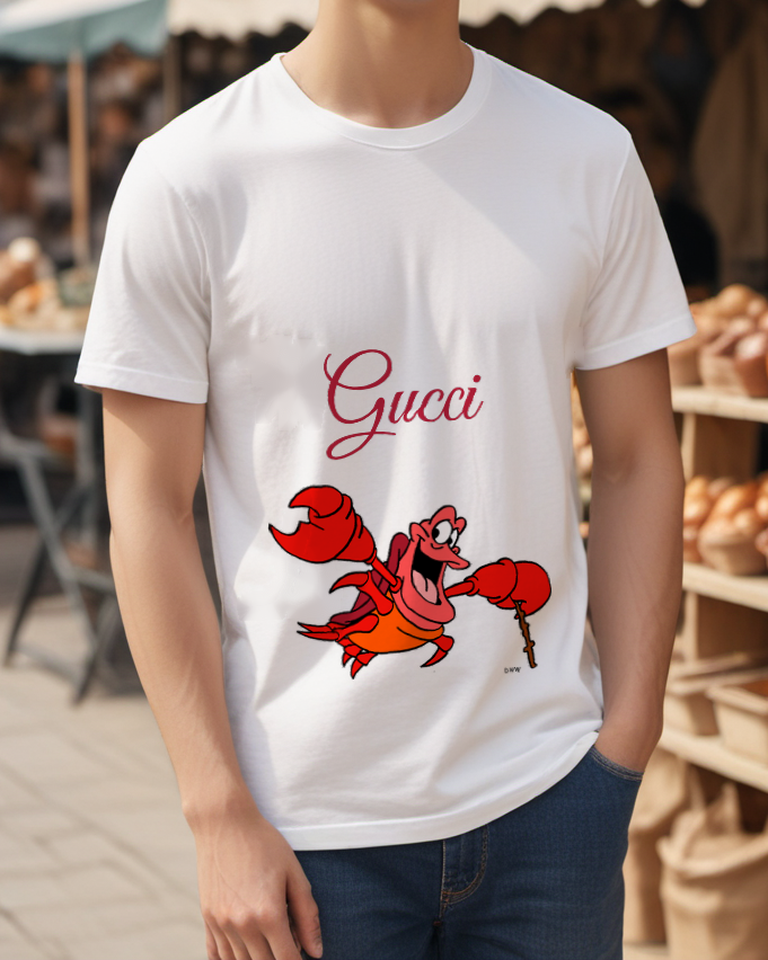 White Raised Claw Red Crab Graphic T-Shirt - styled view 2