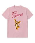 Blush Pink Dancing Striped Tiger Graphic T-Shirt - front product view