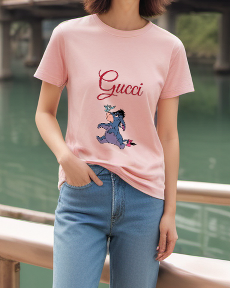 Blush Pink Seated Blue Donkey Graphic T-Shirt - styled view 3