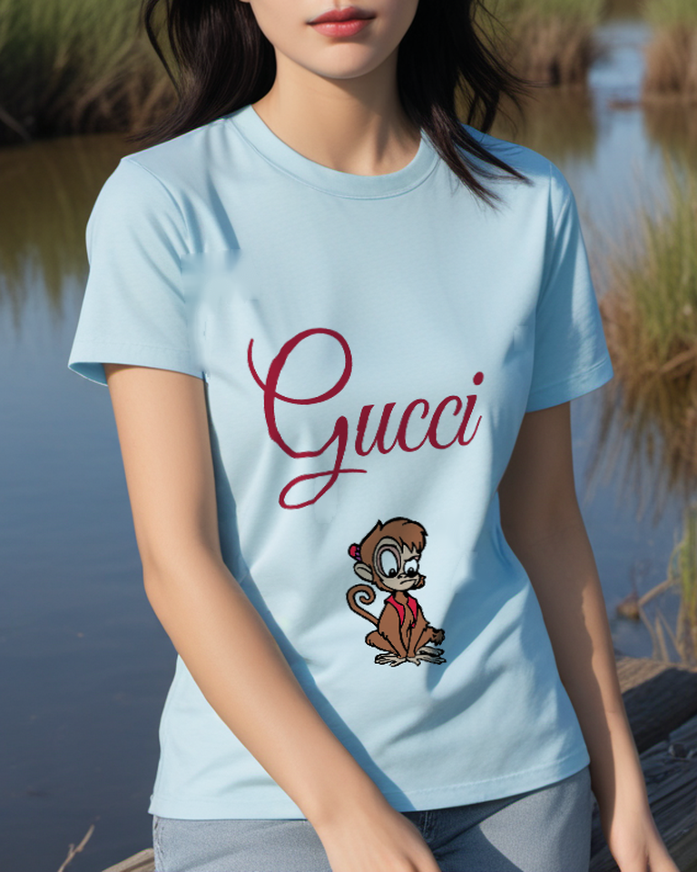 Sky Blue Curious Monkey Graphic T-Shirt - styled view 5