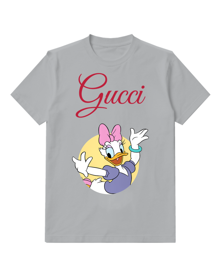 Light Gray Waving Bow Duck Graphic T-Shirt - front product view