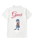 White Blue Cap Rabbit Graphic T-Shirt - front product view