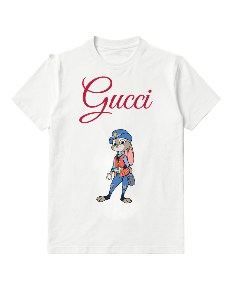 White Blue Cap Rabbit Graphic T-Shirt - front product view