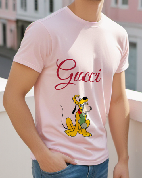Blush Pink Yellow Puppy Graphic T-Shirt - styled view 1