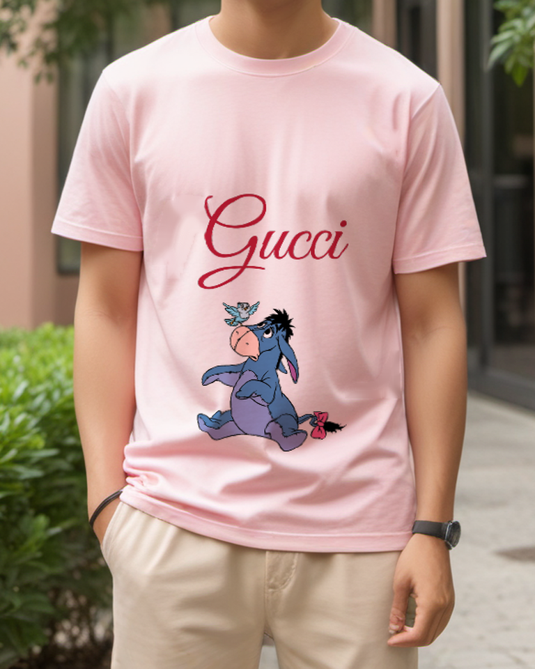 Blush Pink Seated Blue Donkey Graphic T-Shirt - styled view 4